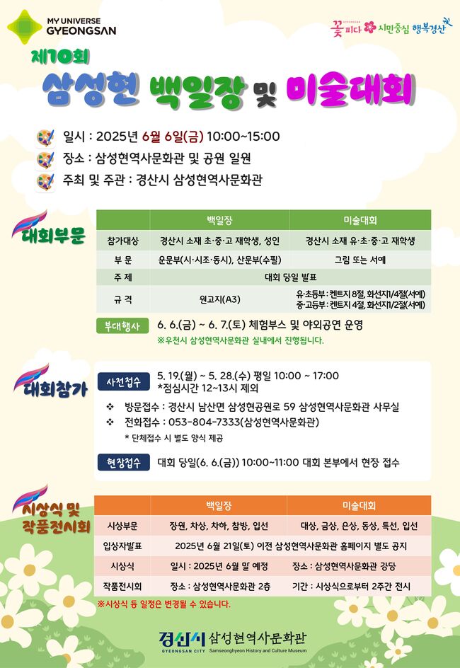 제10회 삼성현 백일장 및 미술대회 개최